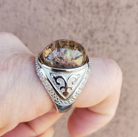 New Yellow Phantom Quartz Adjustable 925 Silver Ring. - Picture 10 of 14